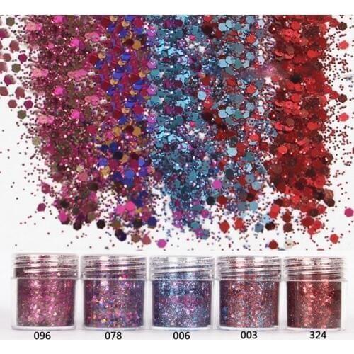 Shellhard 5 Boxes/Set 10ml Chunky Glitter Flake Face Eye Glitter Powder Sequins DIY For Body Nail Art Tips Decorations