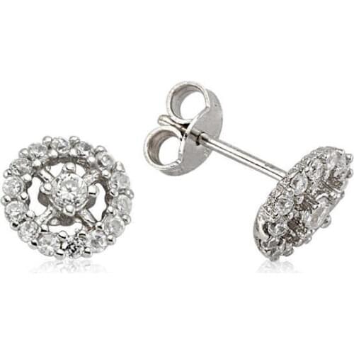 Silverlina Silver Round Studded Earrings