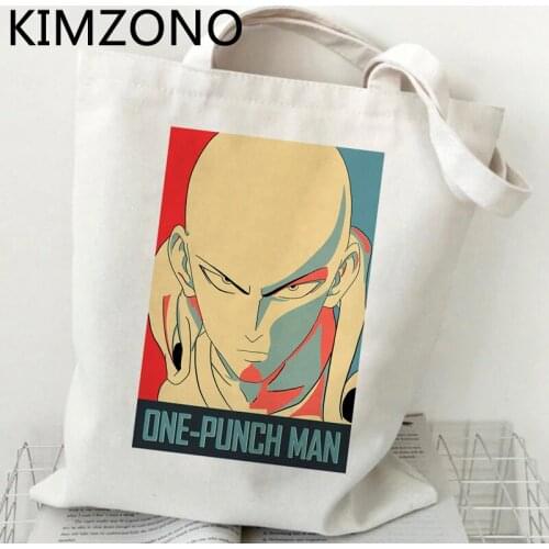 One Punch Man shopping bag cotton shopper reusable bolsa bolsas de tela grocery bag reciclaje fabric cabas