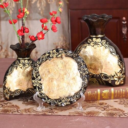 European style Vintage vase Three-piece suit Ornaments bedroom Flower arrangement living room Home Decoration Pretty