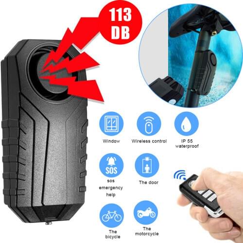 Waterproof Bike Anti-Theft Alarm Wireless Remote Control Motorcycle Bicycle Security Alarm 113dB Electric Car Alarm Sensor