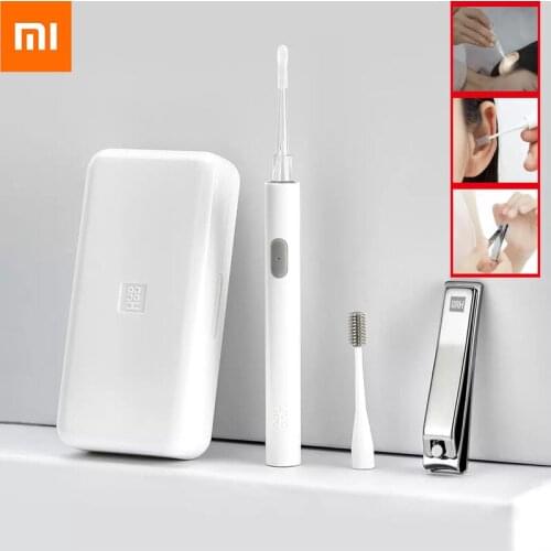 XIaomi HUOHOU LED Portable USB Ear Nail Care Kit Ear Pick Brush Wax Cleaner Removal Tool Kit with Light Nail File Clipper Cutter