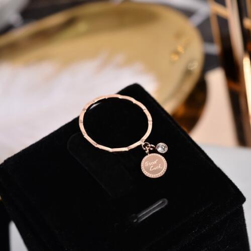 YUN RUO 2018 Fashion Good Luck Round Crystal Ring Rose Gold Color Woman Gift Party Titanium Steel Jewelry Top Quality Never Fade