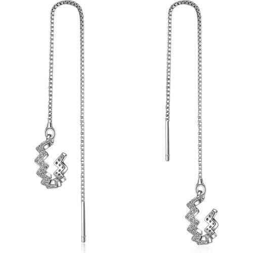 New Fashion Semi-circular Design Earrings Women 925 Sterling Silver Long Tassel Earrings Chain oorbellen pendientes