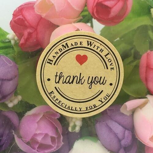 300pcs Kraft Sticker Labels 3.5cm Round Christmas labels Thank You kraft sticker Sealing Adhesive labels Custom Logo labels