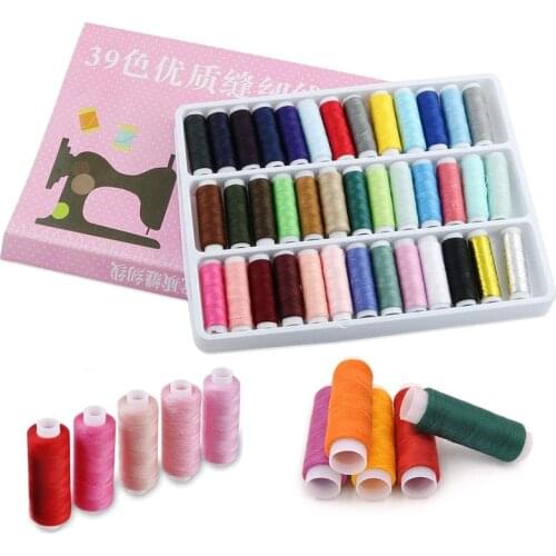 39PCS Mixed Colors 100% Polyester Yarn Sewing Thread Roll Machine Hand Embroidery 200 Yard Each Spool For Home Sewing Kit