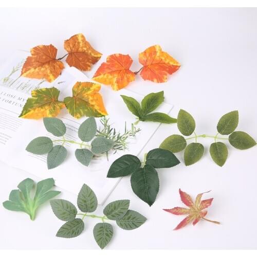 50Pcs/Pack Plantas Artificiales DIY Handmade Crafts Fake Artificial Tree Leaves Artificial Flowers Home Decor Wedding Decoration