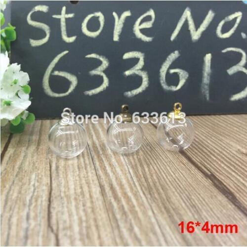 Free ship 30sets/lot 16mm*4mm(opening) glass globe dome & 8mm bronze cap with glass globe ring set DIY Glass bottle vial pendant