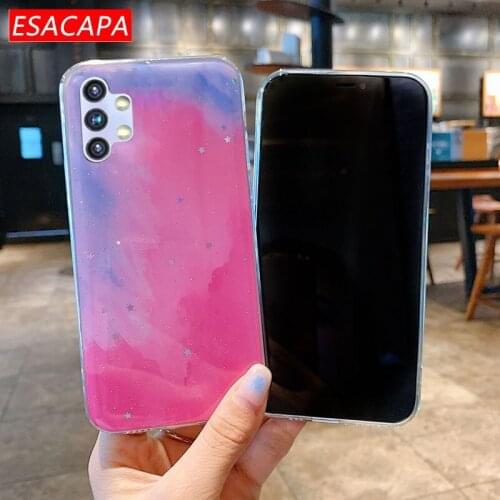 Glitter Star Watercolor Shockproof Phone Case For Samsung Galaxy A32 5G A72 A52 Soft Silicone Cover For Samsung A51 A71 4G A42