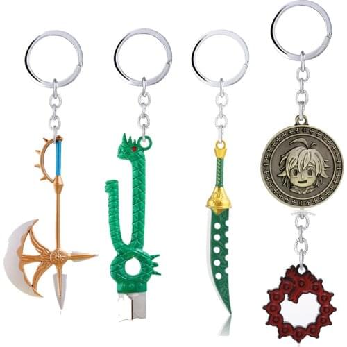 Anime The Seven Deadly Sins Key Chain Meliodas LostBane Keychain Key Ring Holder Pendant Metal Keychains Charm Men Jewelry