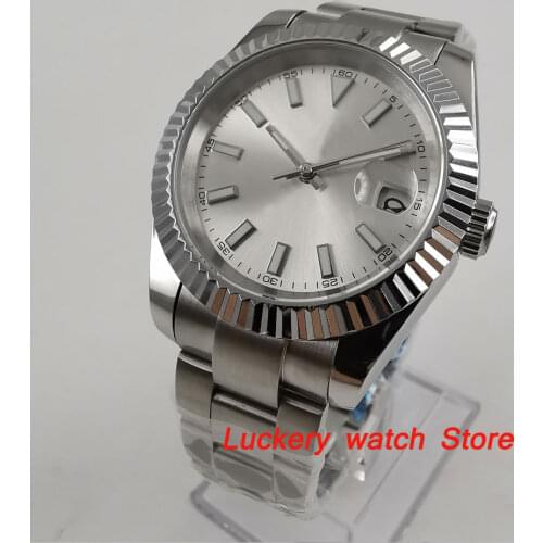 40mm Mens watch white dial Luminous saphire glass Miyota 8215 Movement Automatic Wristwatch
