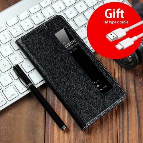 Really Genuine Leather Cases For Huawei P20 Pro P 20 Flip Case Magnetic Original Smart View Phone Soft Tpu Back Cover For P20pro
