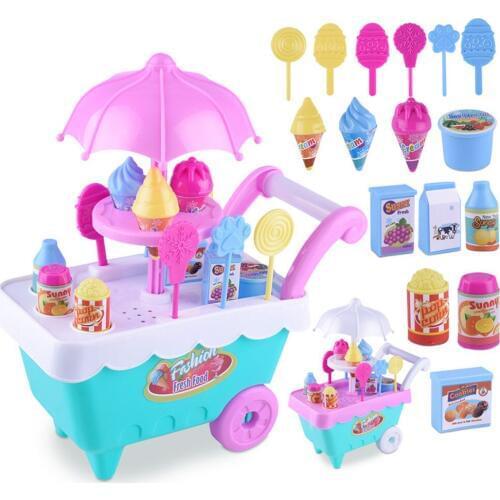 Children Role Play Toys Mini Candy Cart Detachable Ice Cream Shop Cart Toy M09