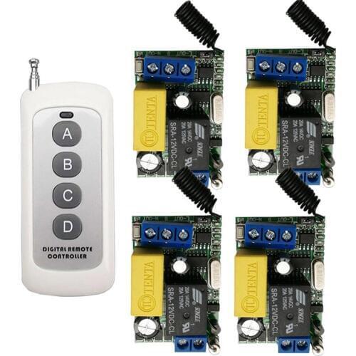Smart Home Remote Switch AC 220V 4CH Light Lamp LED SMD Remote ON OFF Switch Long Range Handheld Transmitter key 315 433 MHZ