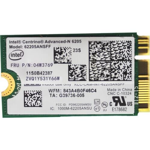 Intel Centrino Advanced-N 6205 for lenovo 62205ANSFF 04W3769 62205AN SFF wireless card Wireless networrk Card