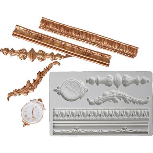 DIY European relief Cake Border Silicone Mold Frame Fondant Cake Decorating Tools Embossed Candy Chocolate Gumpaste Mould