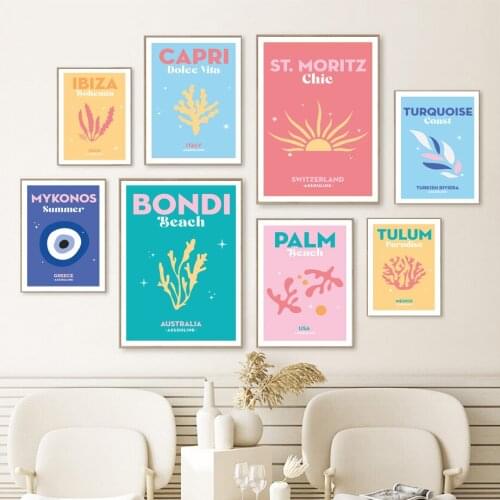 Ibiza Miami Travel Capri Mexico Palm Beach Nordic Posters And Print Wall Art Canvas Painting Decoration Pictures For Living Room