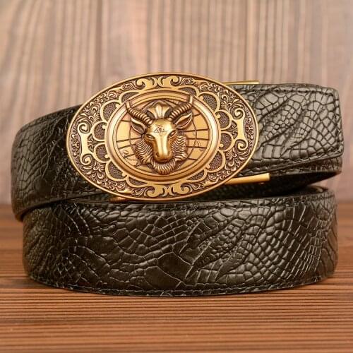 Famous Brand Belt Men Top Quality Genuine Luxury Leather Belts for Men Strap Male Vintage Automatic Buckle Business Male Belts