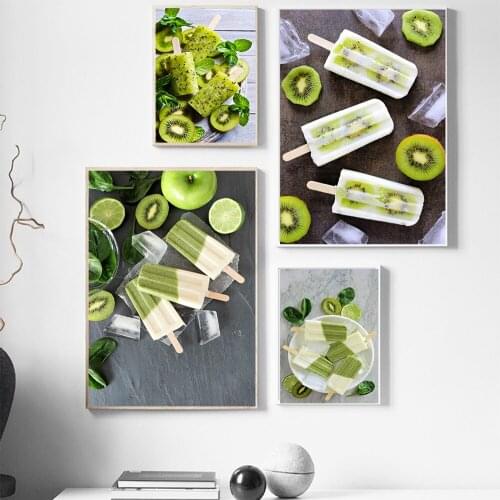 Homemade Ice Cream Kiwi Canvas Painting Posters And Prints Wall Art Pictures For Kitchen Baking Coffee Shop Wall Art Home Decor