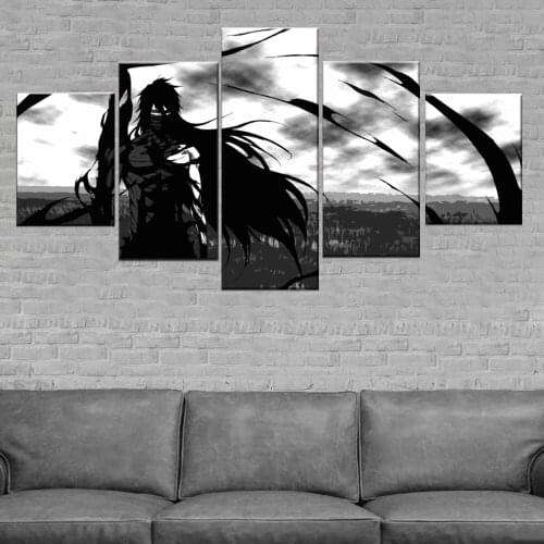 Canvas Pictures Wall Art HD Prints Posters Framework 5 Pieces Anime Bleach Ichigo Kurosaki Paintings Home Decor For Boys Room