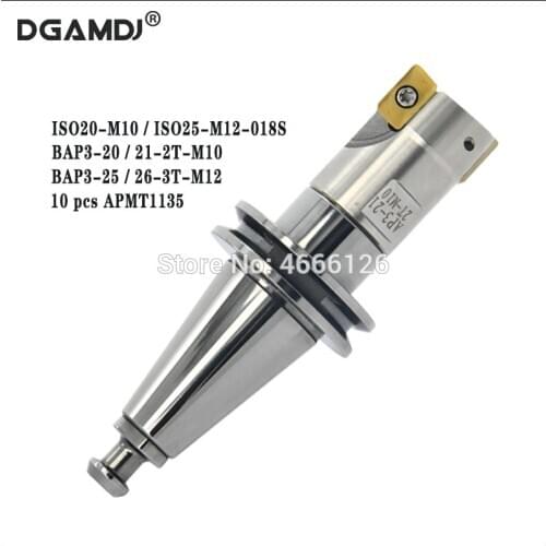 Kit ISO20 M10 ISO25 M12 lock milling tool holder BAP3 20 21 2T 25 26 3T cutter head 10pcs high quality APMT1135PDER CNC insert