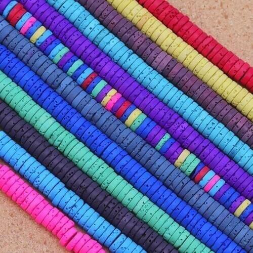 4 6 8 mm Natural Lava Volcanic Rock Stone Beads Colorful Round Loose Spacer Bead For Jewelry Making DIY Women Bracelets Earrings