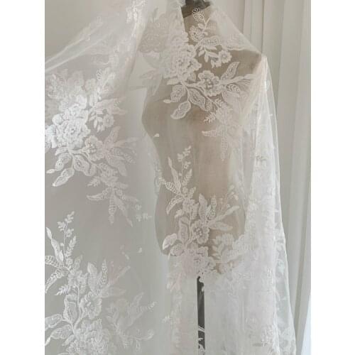 1 Yard Off White Cord Lace Fabric Retro Floral Lace Lace Curtain Fabric by the yard