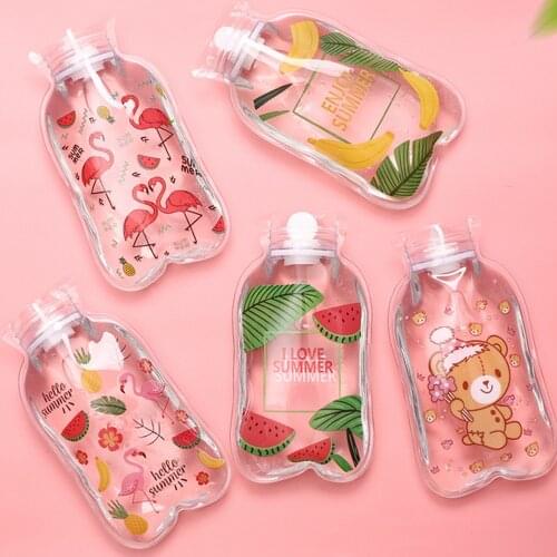 Cute Transparent Hot Water Bottle Warm Belly Treasure Cartoon Manual Water Filling Mini Explosion-proof Portable Hot Water Bags