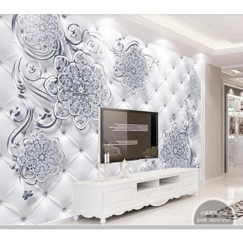 Papel de parede Silver European pattern relief soft bag 3d wallpaper mural,living room TV wall bedroom wall papers home decor