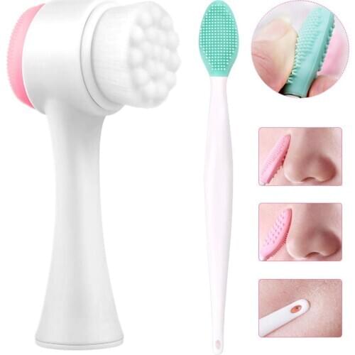 Cheap 1pc Soft Handheld Silicone Face Care Clean Brush Blackhead Removal Exfoliator Facial Cleansing Handheld Brush Makeup Tool