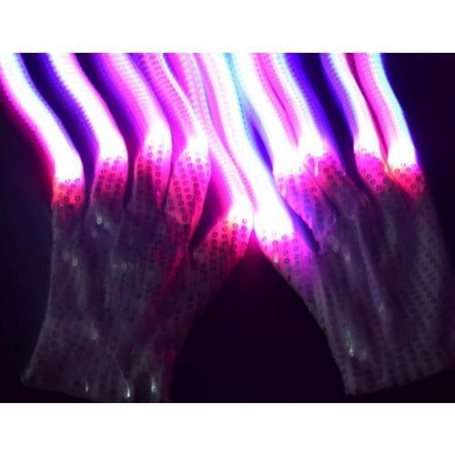 New LED Flashing Sequins Gloves Party Dance Finger Lighting Glow Light Up Gloves bar Halloween Christmas performance stage props