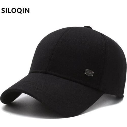 SILOQIN 2021 New Style Mens Cap Cotton Baseball Caps Snapback Cap Adjustable Size Black Hat Male Bone Simple Casual Sports Cap