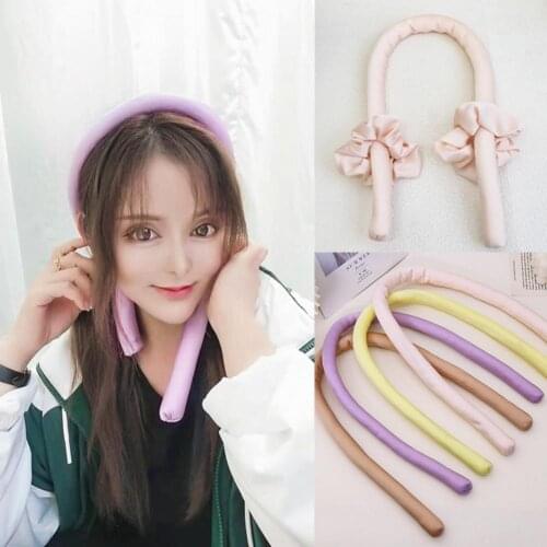 Heatless Hair Curling Rod Headband Solid Color Harmless Sponge Hair Roller Ribbon Hair Styling Tool Home Hair Curler Headwear