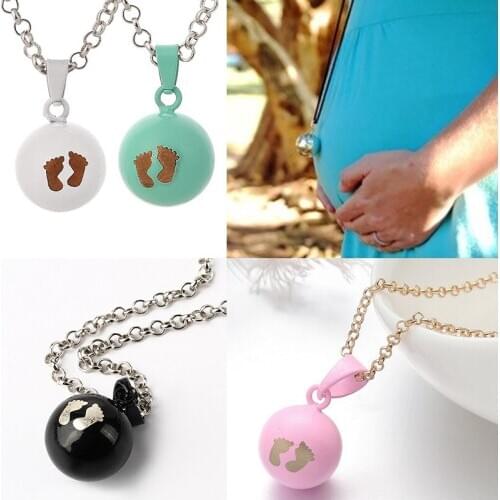 Baby Footprints Ball Pendant Necklace Pregnant Mother Hot Fashion Harmony Ball Necklace Jewelry For Women Mom Best Sweet Gifts