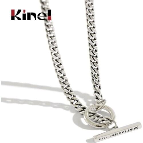 Kinel Real 925 Sterling Silver Vintage Geometry Necklace for Women Chain Necklaces Design Wedding Korea Jewelry