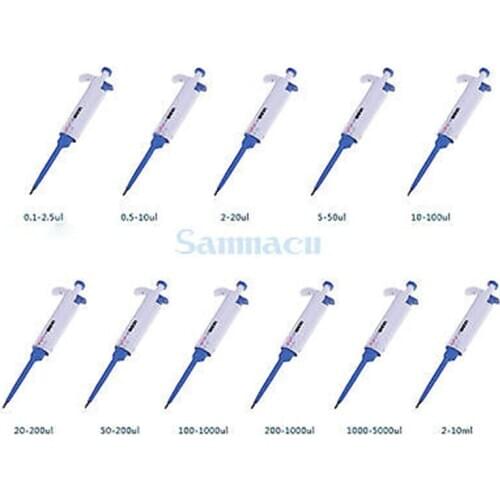 Adjustable Pipette 0.1-2.5/0.5-10/2-20/5-50/10-100/20-200/50-200/100-1000/200-1000/1000-5000ul Lab Corrosion Resistant