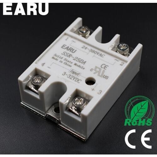 1PC SSR-25 DA SSR-25DA 25A SSR Relay input 3-32VDC output 24-380VAC for PID Temperature Controller Moudle Voltage Transformer