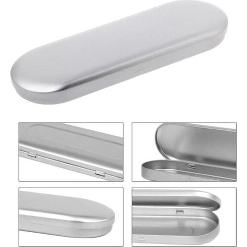 Silver Tin Pencil Pen Case Storage Box Stationery Organizer School Office Use wholesales
