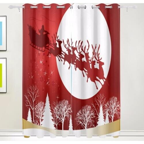 2018 New Christmas Santa Claus with Elk Curtains for Living Room Blackout Curtains Window Treatments Kids Room Window Curtain