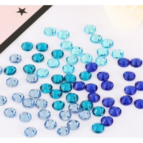 Blue Rhinestones 3D Nail Art Rhinestones ss3 ss4 ss5 ss6 ss8 ss10 ss12 ss16 ss20 ss30 ss34 Crystal Nails Non Hot Fix Decorations
