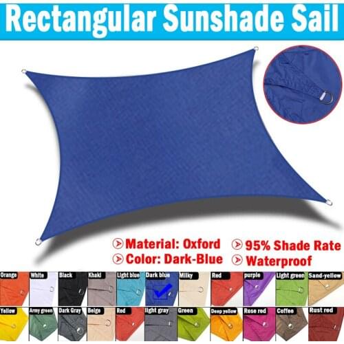 Dark-Blue Outdoor SunShade Sail 300D Waterproof Rectangular Canopy Garden Sun Shelter Beach Camping Patio Pool Sun Canopy Tent