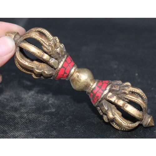 [old craft ] Tibet Buddhism Turquoise Bronze Gilt Dagger Phurba Dagger Holder