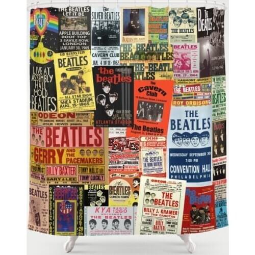 Vintage Posters Shower Curtain Waterproof Bathroom Decorations Polyester Bathroom Shower Curtain