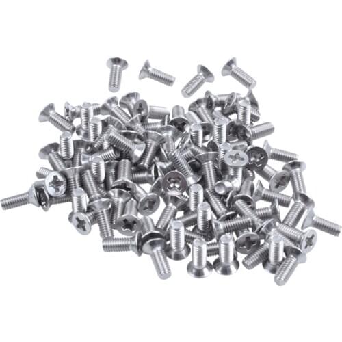 100Pcs M3x8mm Thread Phillips Flat Head Countersunk Bolts Screws