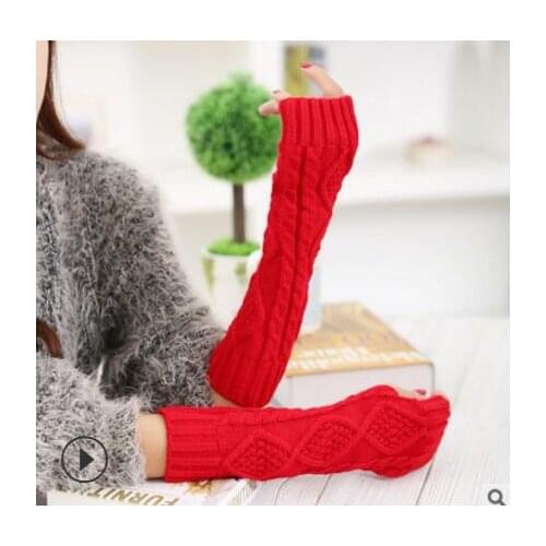 Womens Long Knit Hand Sleeves