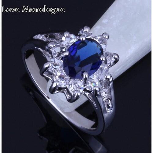 Love Monologue Classic Blue Crystal & Cubic Zirconia Rings for Women Jewelry H0028 Fast Shipping & Jewelry Bag