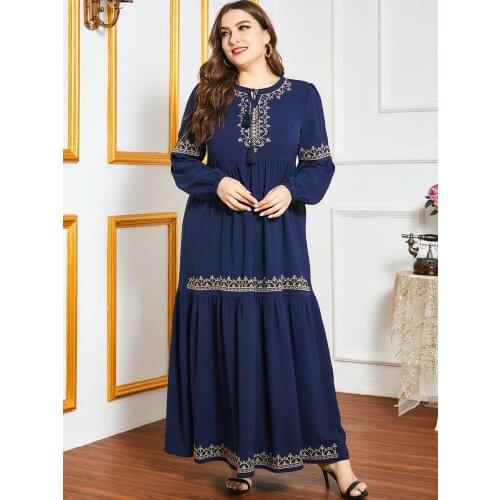 Embroidery Ramadan Muslim Abaya Dress Women Hijab Dresses Jilbab Turkey Islamic Vestido Kimono Moroccan Kaftan Arabic Elbise