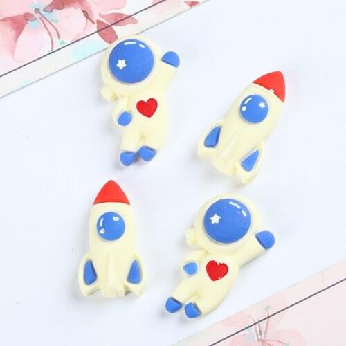 10Pcs/lot Cartoon Rocket Astronaut Flatback Resin Cabochon Scrapbooking Hair Bows Center Crafts DIY Phone Decoration Accessories