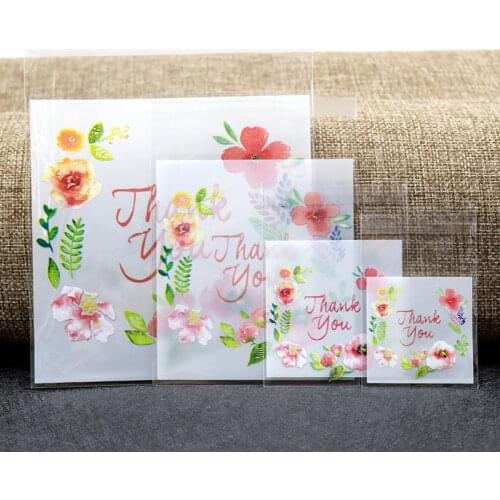 100pcs Thank You OPP Bags Self Adhesive Gift Food Goodie Packaging Pack Wedding Birthday Paby Shower Favor Bag Bakery Supplies