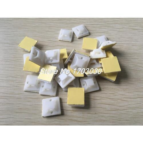 200pcs 19x19mm 23x23mm Square Shape Plastic Self-Adhesive Cable Tie Mount Base